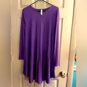Long Sleeve Violet Purple T Shirt Dress